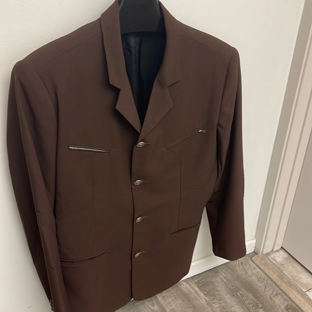 Mens vintage 90s brown fashion blazer le chateau 42/r made in Canada
